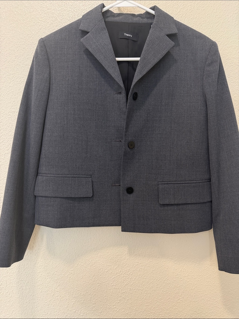 Theory Gray Cropped Tailored Women's Blazer